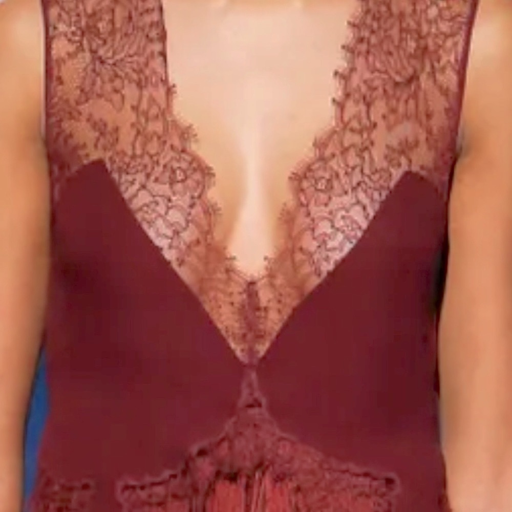Givenchy NWT $8625. RUNWAY Burgundy Lace Fringe Pleats Dress Gown 8 - Picture 3 of 11